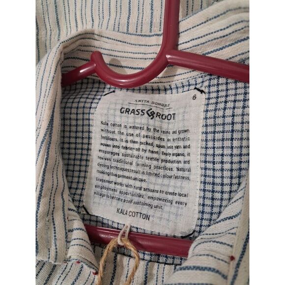 Anita Dongre womens Small ALL NATURAL KALA COTTON Button SHIRT DRESS Beige - Picture 9 of 11